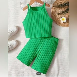 SHEIN teen size 14 (girls) green crop top and biker shorts set